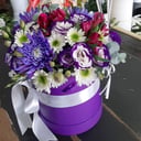 Hat box with flowers 'Lilac sunset'