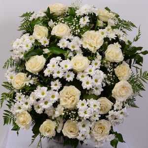 Big white funeral wreath
