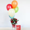 Red roses & Chocolates with balloons