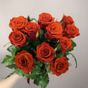 Ramo '11 rosas rojas brillantes con una cinta'