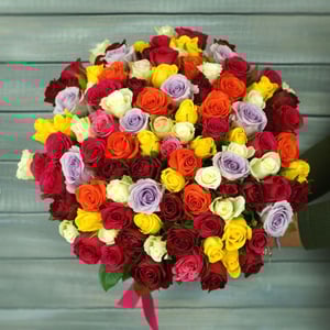 Bouquet '151 multi-colored rose'