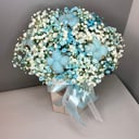 Blumenbox 'Blaues Gipskraut und Baumwolle in einer Box'