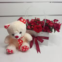 Teddy Bear N Red Roses Gift Bag Arrangem