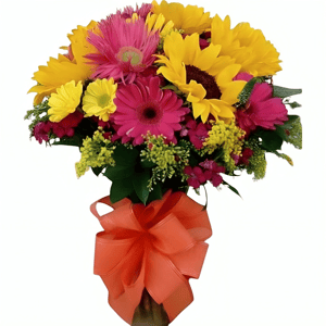 Vase mit tropischen Blumen