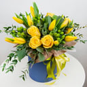 Yellow Tulips in a Hatbox